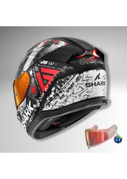 Skwal I3 Hellcat Stop Lambalı Kapalı Kask - Kırmızı / Siyah