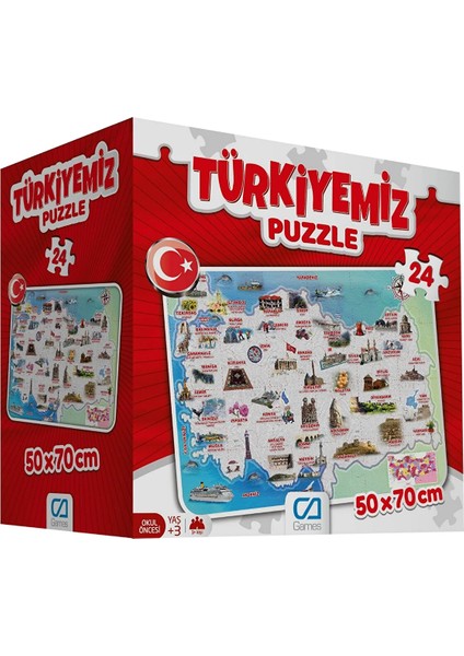 Türkiyemiz 24 Parça 50X70CM Çocuk Yer-Zemin Puzzle Yapboz Serisi
