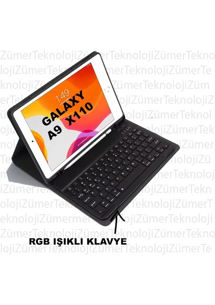 Samsung Tab A9 X110 8.7 Inç Uyumlu Bluetooth Özellikli Rgb Işıklı Türkçe Q Klavyeli Tablet Kılıfıv