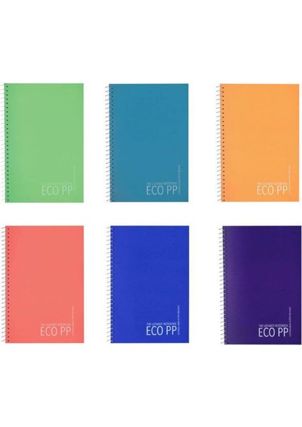 Eco Pp 80 Yp. A4 Spiralli Pp. Kapak Defter Kareli - 6 Adet
