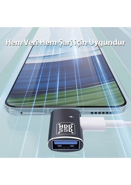 2in1 Type-C To Type-C ve USB Dönüştürücü Çevirici Otg Type-C To Şarj ve Otg 3.0 Dönüştürücü