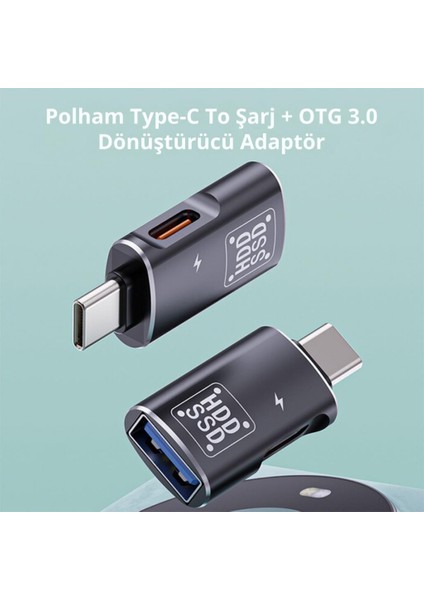 2in1 Type-C To Type-C ve USB Dönüştürücü Çevirici Otg Type-C To Şarj ve Otg 3.0 Dönüştürücü