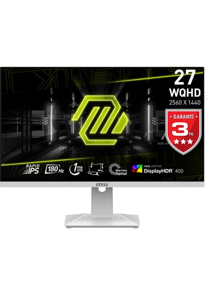 27" MAG 274QRFW 2560x1440 (WQHD) 16:9 FLAT RAPID IPS 180HZ 1MS FREESYNC BEYAZ GAMING MONITOR