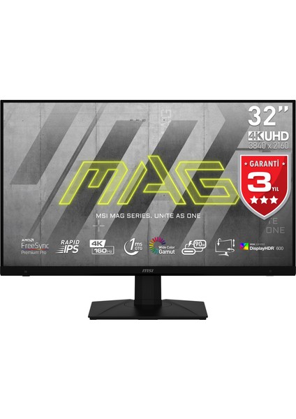 32" MAG 323UPF 3840x2160 (UHD) FLAT RAPID IPS 160HZ 1MS FREESYNC PREMIUM PRO  GAMING MONITOR