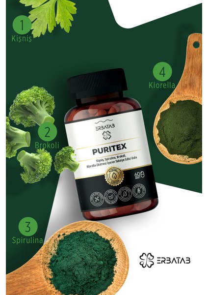 Puritex (Kişniş - Spirulina - Brokoli - Klorella) 60 Kapsül