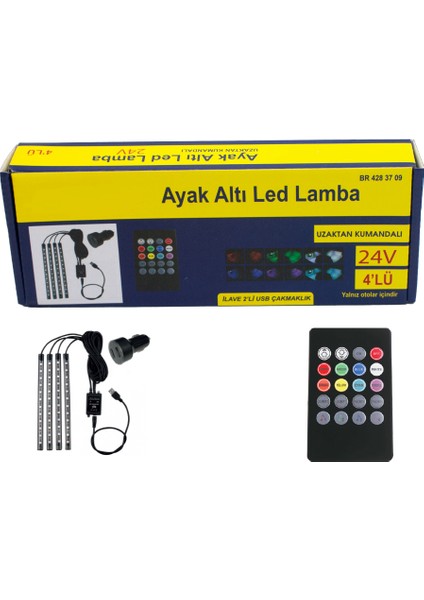 BR4283709 Lamba Ayak Altı 12 LED 24V 4lü U.k. Kumanda