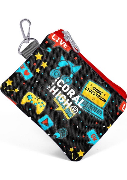 Kids Siyah Mavi Gamer Desenli Bozuk Para Çantası 21918 modelleri