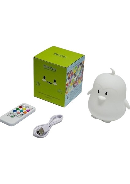 Penguen Müzik Lamba Oyuncu Usb Karikatür Silikon Rgb Çocuklar Çocuklar Için Led Gece Işık Bebek | Led Gece Işıkları (Yurt Dışından)