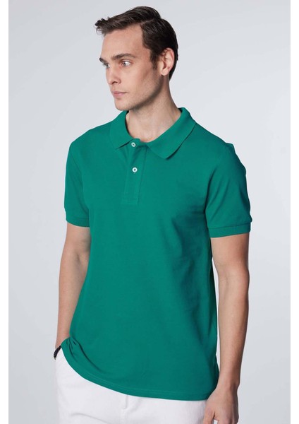 Erkek Slim Fit Dar Kesim Pamuk Düz Pike Yeşil Polo Yaka Tişört fiyatları