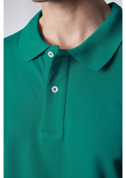 Erkek Slim Fit Dar Kesim Pamuk Düz Pike Yeşil Polo Yaka Tişört fırsatları