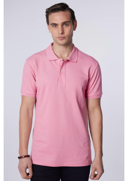 Erkek Slim Fit Dar Kesim Pamuk Düz Pike Lila Polo Yaka Tişört modelleri