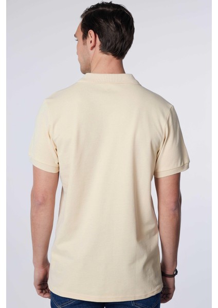 Erkek Slim Fit Dar Kesim Pamuk Düz Pike Ekru Polo Yaka Tişört indirimleri