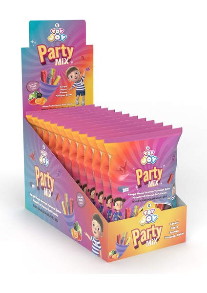 Toy Joy Lıcorıce Yağlı Dolgulu 75GR Party Mıx 12 Adet Dolgulu Çubuk Şeker