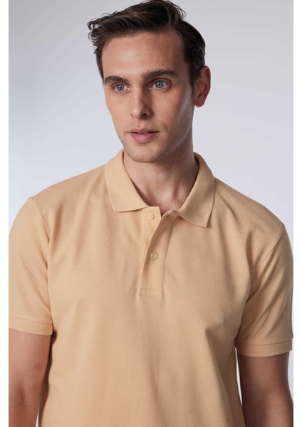 Erkek Slim Fit Dar Kesim Pamuk Düz Pike Krem Polo Yaka Tişört modelleri