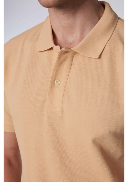 Erkek Slim Fit Dar Kesim Pamuk Düz Pike Krem Polo Yaka Tişört fırsatları