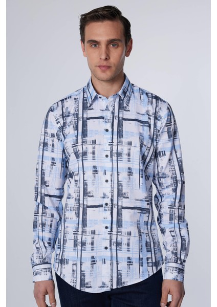 Slim Fit Uzun Kollu Desenli Pamuklu Kolay Ütü Erkek Gömlek fiyatları