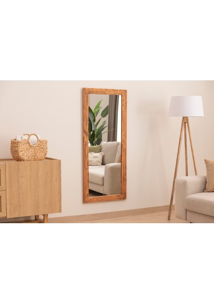 Masif Ahşap Dikdörtgen Dekoratif Duvar Salon Ofis Aynası 160X60 cm