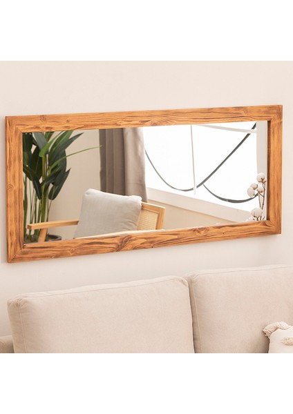 Masif Ahşap Dikdörtgen Dekoratif Duvar Salon Ofis Aynası 160X60 cm