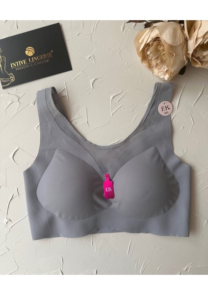 Intive Lingerie Isabel Tül Detaylı Ithal Dikişsiz Balensiz Ice-Silk Bralet-Spor Sütyeni -681