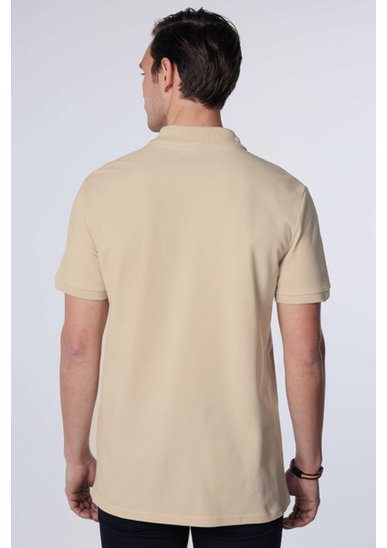 Erkek Slim Fit Dar Kesim Pamuk Düz Pike Bej Polo Yaka Tişört indirimleri