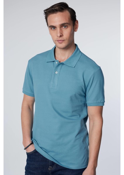 Erkek Slim Fit Dar Kesim Pamuk Düz Pike Mavi Polo Yaka Tişört fiyatları