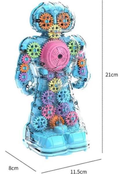 LRS Store Şeffaf Çarklı Oyuncak Robot Süper Sağlam Çocuk Oyalayıcı Sesli Işıklı Hareketli Ilk Robotum