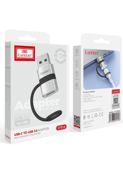 OT91A Tak Çalıştır USB To Type-C Dönüştürücü - Gümüş 346109