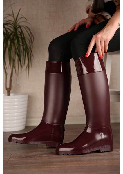 Kadın Uzun Yağmur Çizmesi BORDO fiyatları