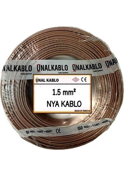 Ünal Kablo 1.5 Mm² Nya Kablo - 45 Metre Kahverengi