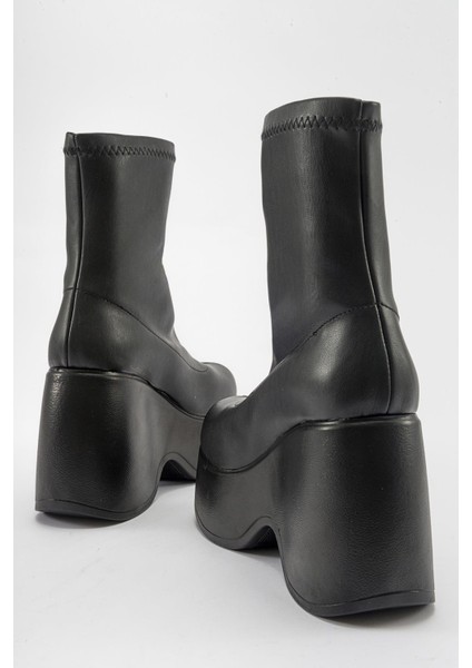 Yüksek Taban Dalgıç Bot Siyah Cilt fırsatları