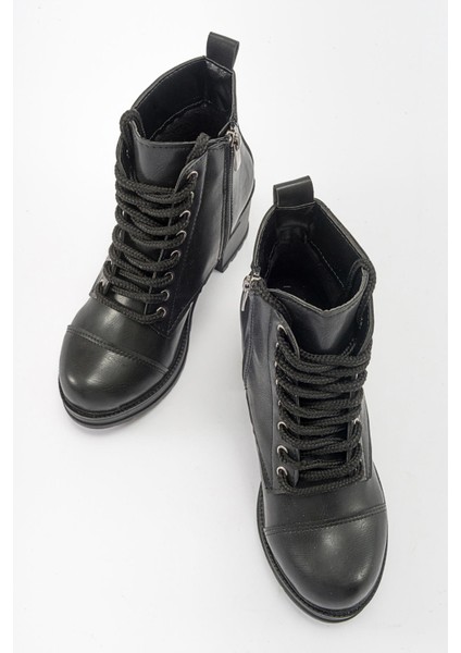 Bağcıklı Topuklu Bot SİYAH CİLT indirimleri