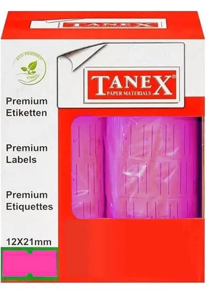 12X21 Motex Çizgili Flo Pembe Etiket 800 Adet