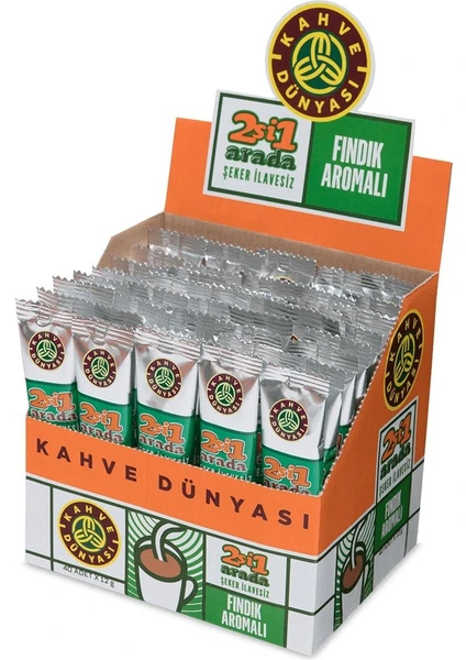 Kahve Dünyası 2si1 Arada Fındık Aromalı Kahve  40 x 12 gr x 4 Adet