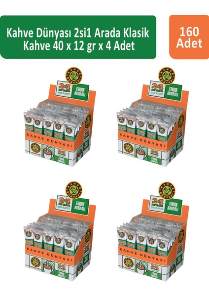 Kahve Dünyası 2si1 Arada Fındık Aromalı Kahve  40 x 12 gr x 4 Adet