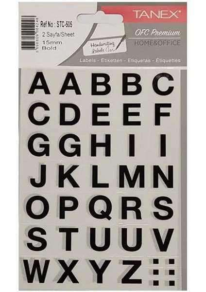 STC-505 Harf Etiketi 15MM 2li Poşet