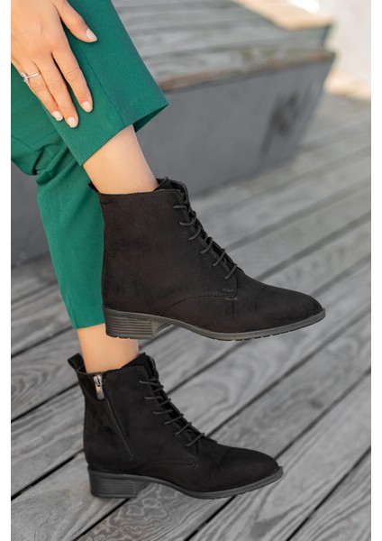 Bağcıklı Kadın Bot SİYAH SÜET
