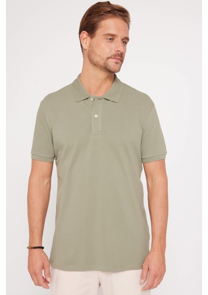 Erkek Slim Fit Dar Kesim Pamuk Düz Pike Yeşil Polo Yaka Tişört fiyatları
