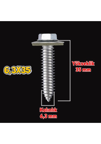 Betofast Vidası 6.3X35 mm Paket 100 Adet Sivri Uçlu Çatı Panel Beton Mdf Ağaç Vidası fiyatları