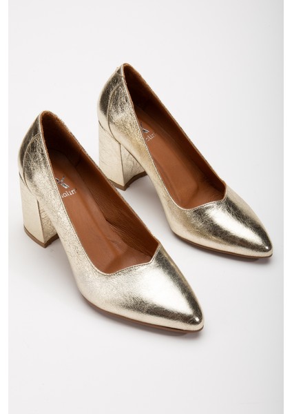 Kadın Deri Klasik Kalın Topuklu Ayakkabı 2616 Klasik Altın 36 fiyatları