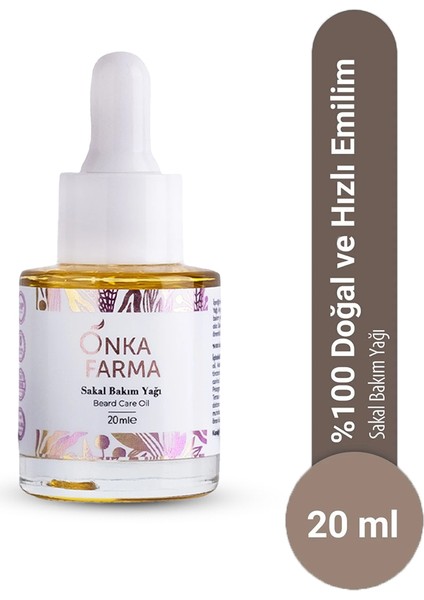 Onkafarma Sakal Bakım Yağı - %100 Doğal Içerik ve Onarıcı Etki Dolgunlaştırıcı - 20 ml