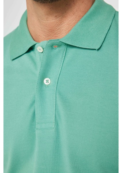Erkek Slim Fit Dar Kesim Pamuk Düz Pike Yeşil Polo Yaka Tişört fırsatları