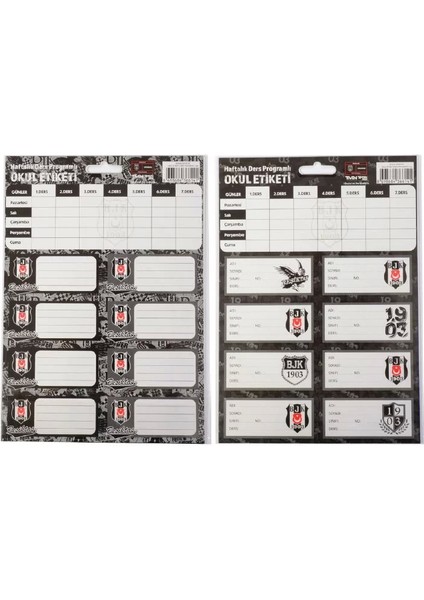 Taraftar 463644 Bjk Okul Etiketi Ders Programlı 3 Lü