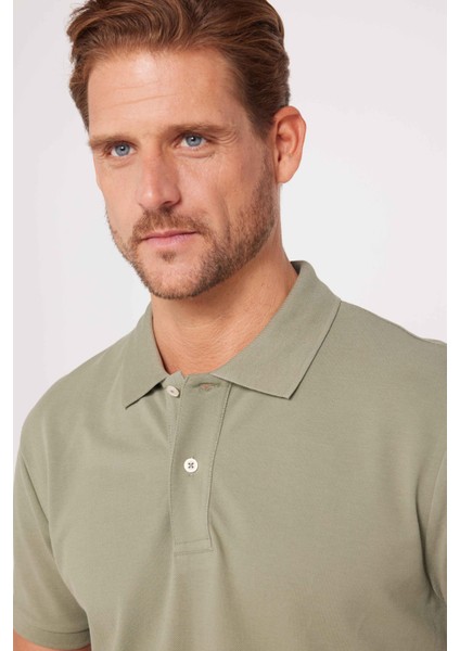 Erkek Slim Fit Dar Kesim Pamuk Düz Pike Yeşil Polo Yaka Tişört modelleri