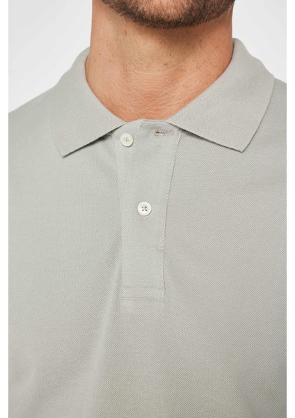Erkek Slim Fit Dar Kesim Pamuk Düz Pike Gri Polo Yaka Tişört fırsatları