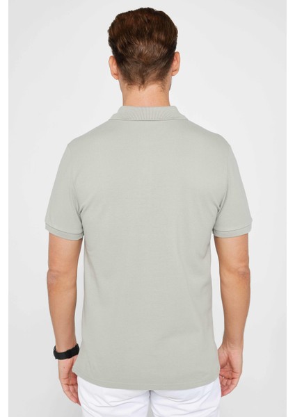 Erkek Slim Fit Dar Kesim Pamuk Düz Pike Gri Polo Yaka Tişört indirimleri