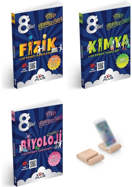 LGS 8.Sınıf Fizik + Kimya +Biyoloji Deney Soruları 3'lü Set + Telefon Tutucu