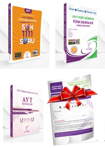 AYT Eşit Ağırlık 3 Lü Set ( Tüm Dersler Sb + 12'li Deneme + 1111 Soru ) + TYT Deneme ..!