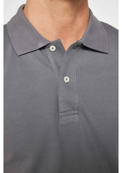 Erkek Slim Fit Dar Kesim Pamuk Düz Pike Füme Polo Yaka Tişört fırsatları