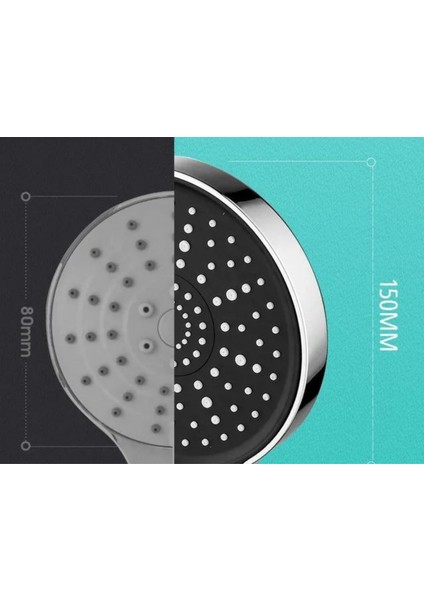 Geniş Kafalı Siyah Büyük Kaliteli Tazyikli Sağlam 5 Fonksiyonlu Siyah Krom Gövde Duş Başlığı fırsatları