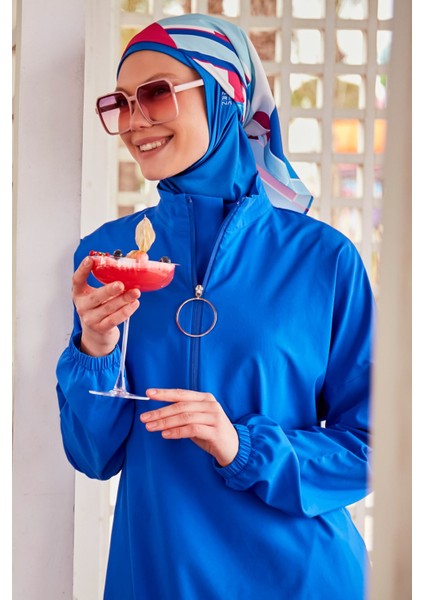 Paraşüt Kumaş Saks Tam Kapalı Tesettür Mayo M2404 fırsatları